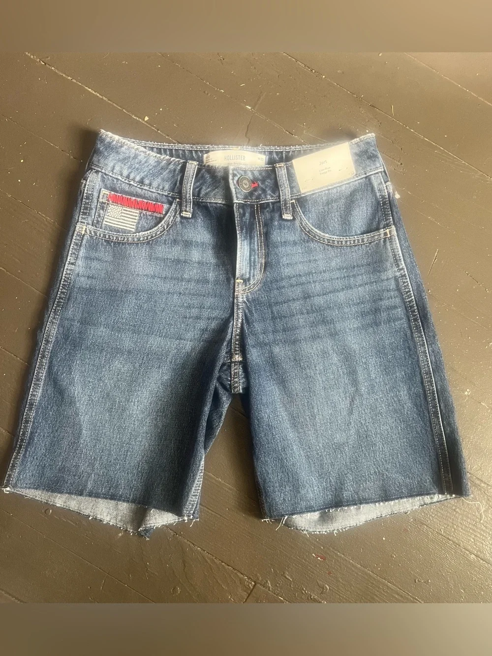 Hollister Low Rise Baggy Jort Blue Denim Cutoff Shorts